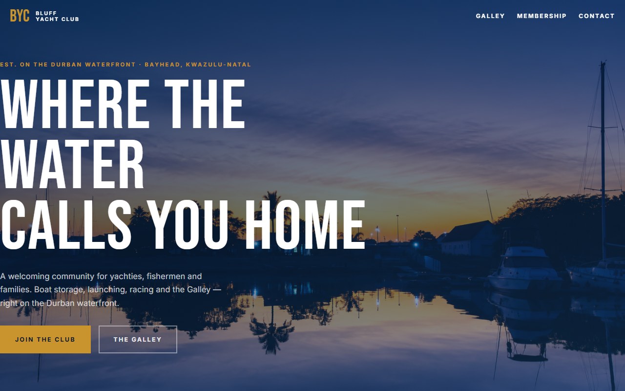 Bluff Yacht Club website preview